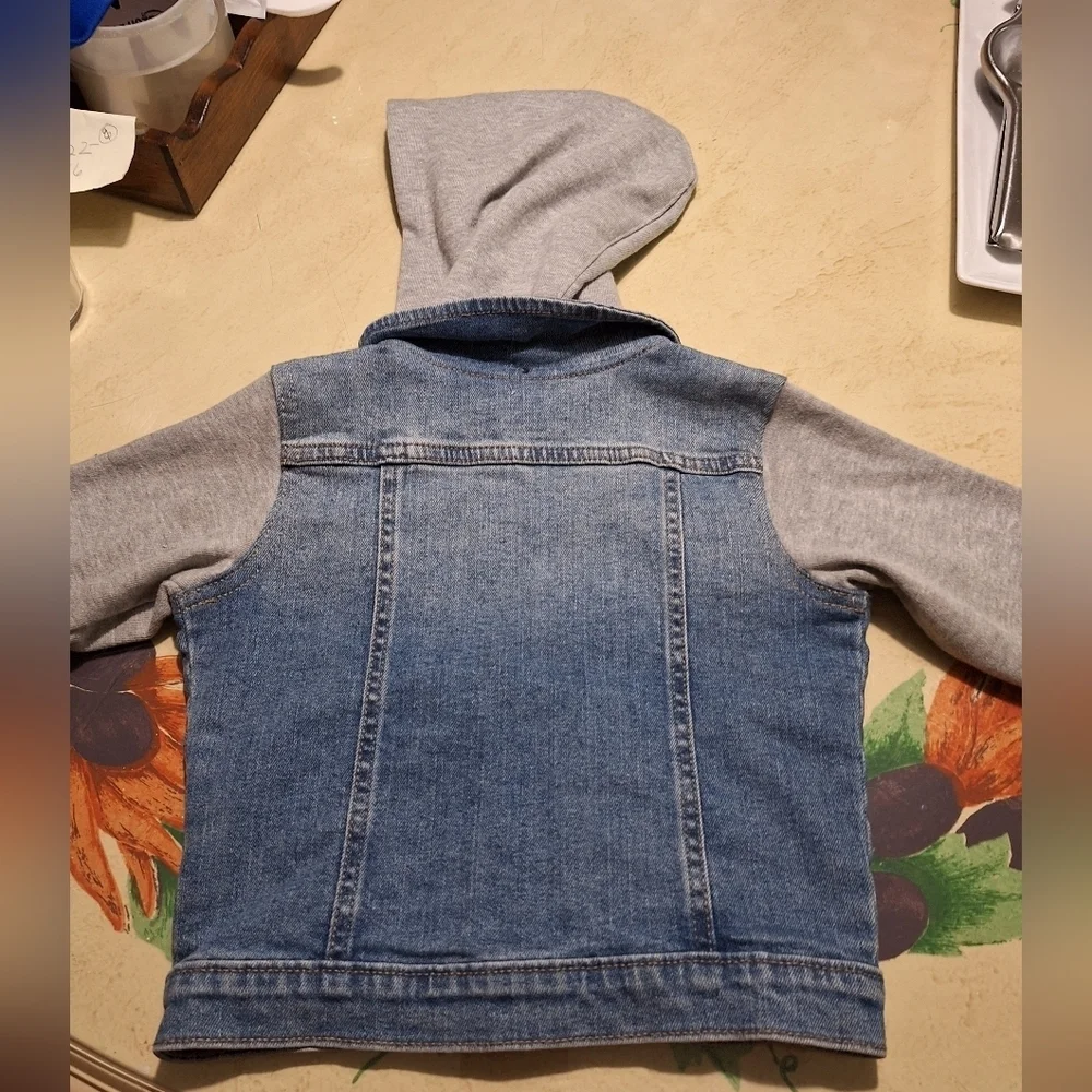 Kids Wonder Nation Denim and Gray Hoodie Jacket 12M